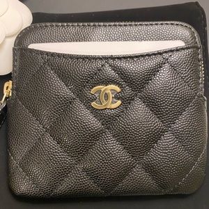 Chanel Classic Zip Coin Purse Wallet Black 21P new